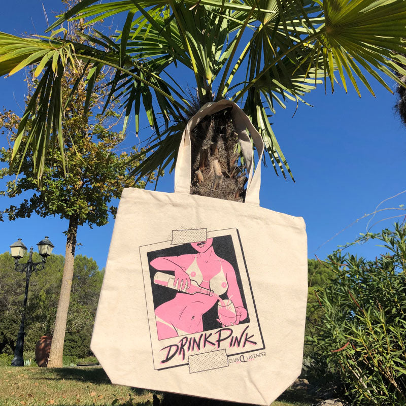 Drink Pink Designer Tote Bag designed by Guen Douglas