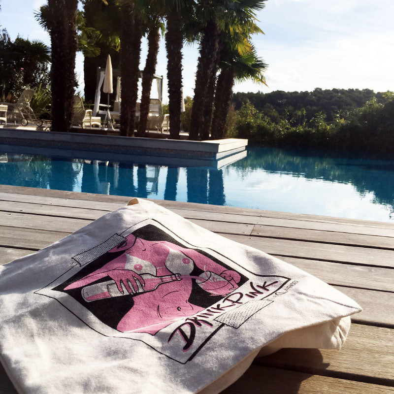 Drink Pink Designer Tote Bag designed by Guen Douglas